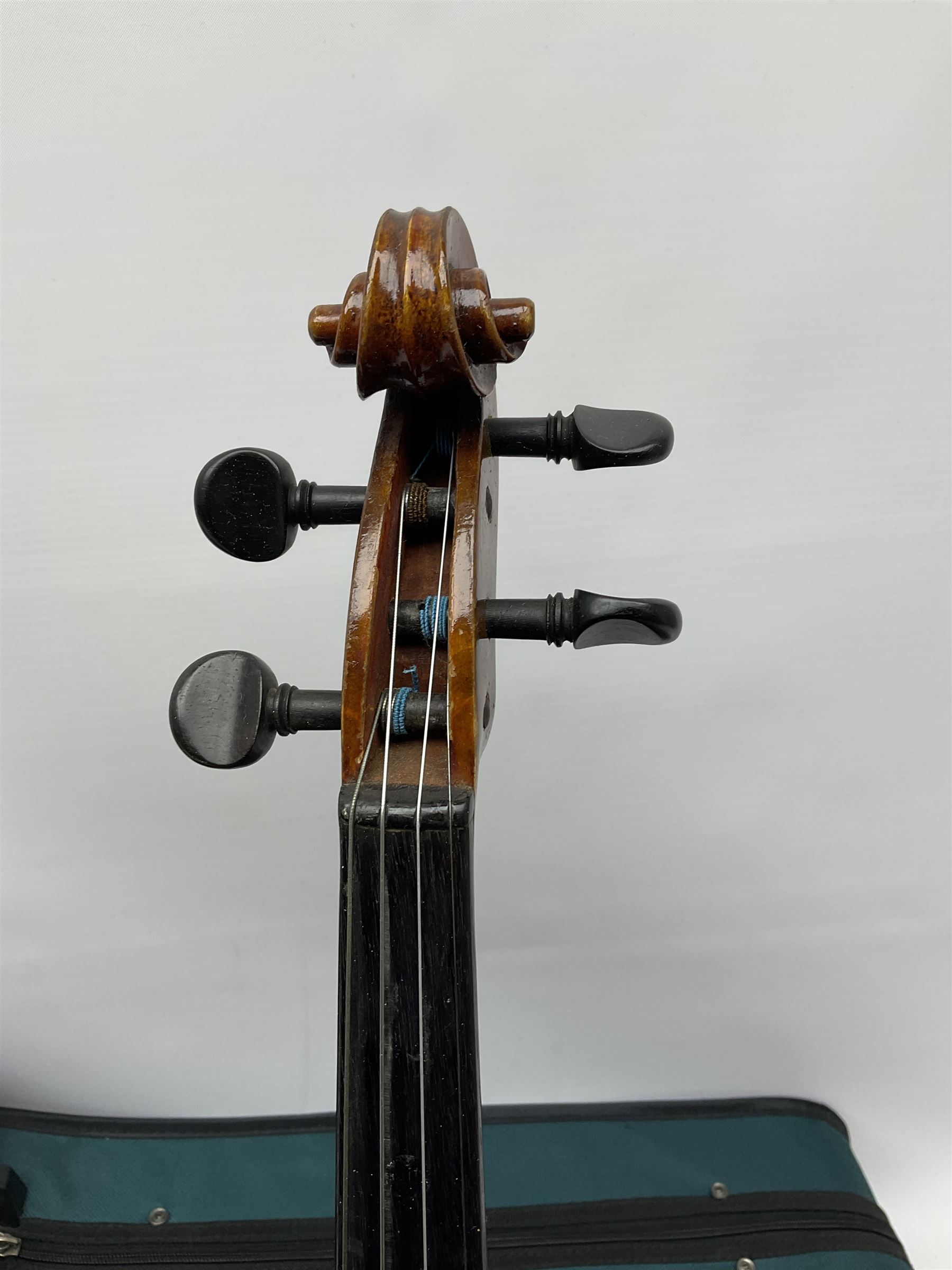 French violin c1900 with 36cm one-piece maple back and ribs and spruce top - Image 3 of 13
