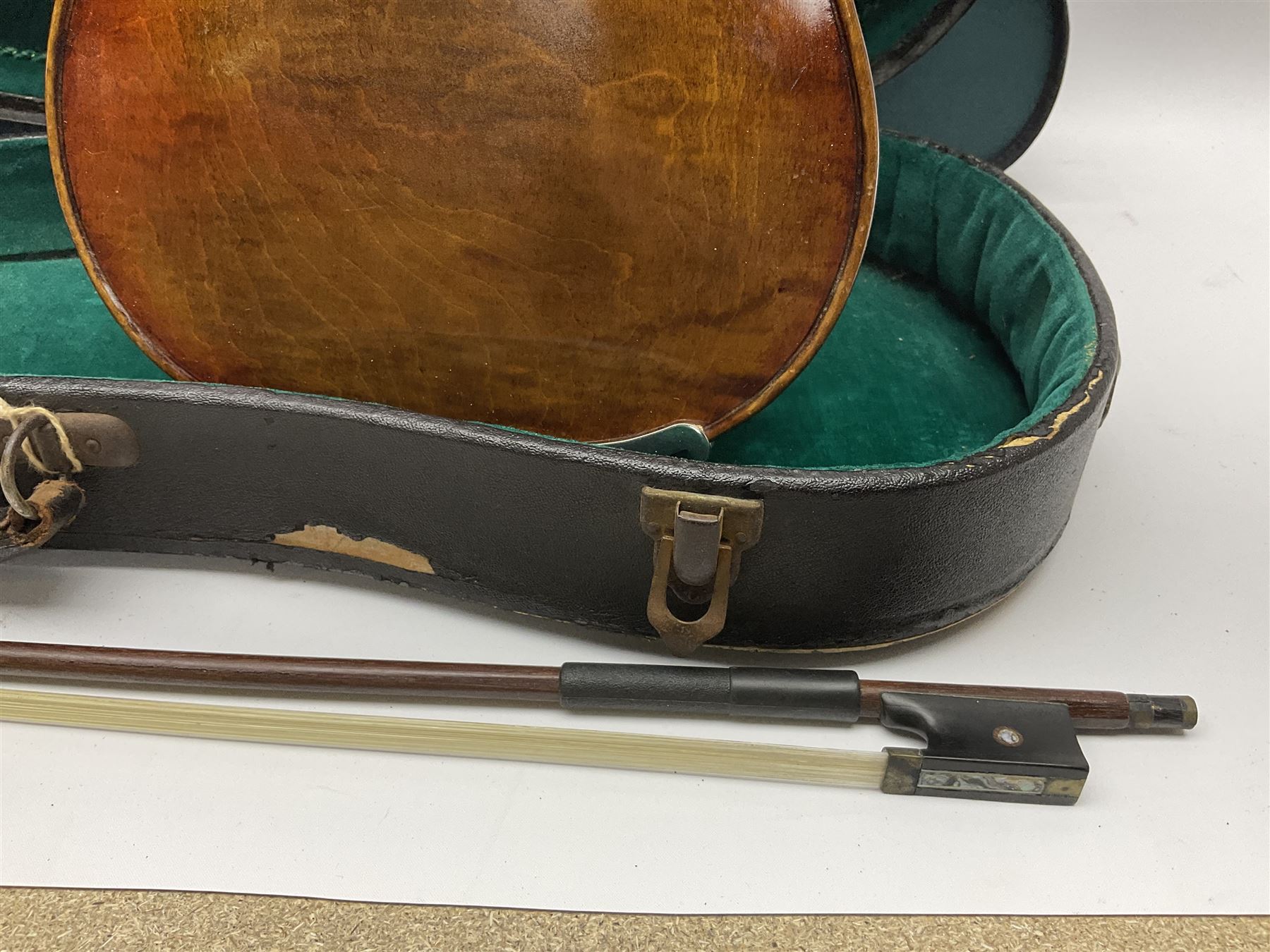 French violin c1900 with 36cm one-piece maple back and ribs and spruce top - Image 11 of 13