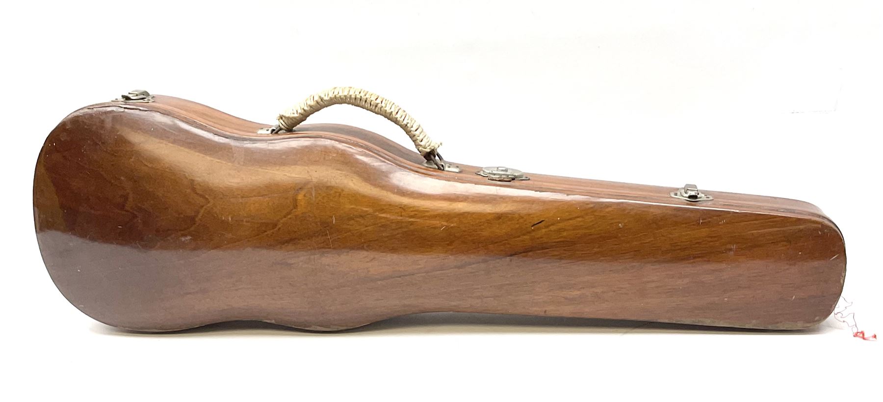 Continental American walnut violin case with orange velvet lining - Image 7 of 11