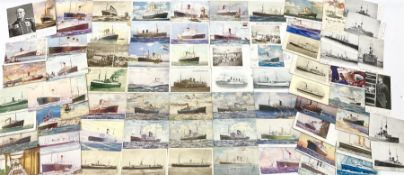 Sixty-five early 20th century postcards of passenger liners including White Star