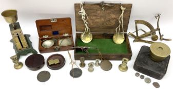 Set of early 19th century nickel pocket beam scales in fitted mahogany case with weights compartment