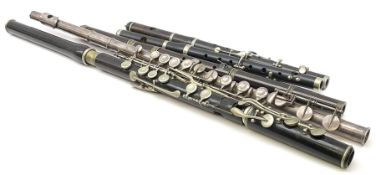 Five various flutes for restoration or display by Miller Browne