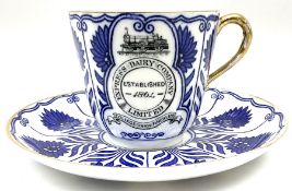 Late 19th century Coalport porcelain cup and saucer in the 'Aster' pattern bearing the crest of Expr