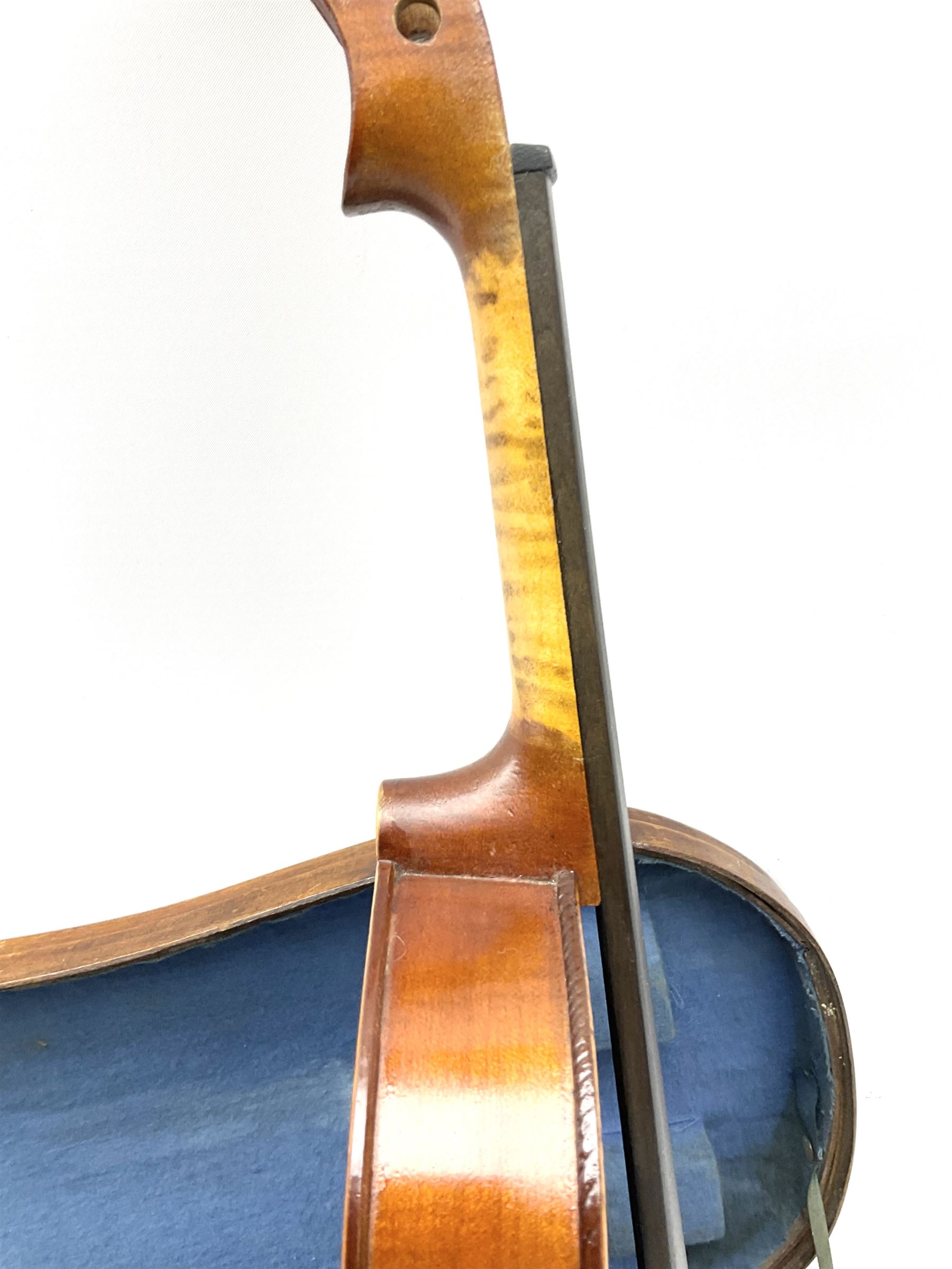 French Medio Fino violin c1920 for restoration and completion with 36cm two-piece maple back and rib - Image 13 of 20