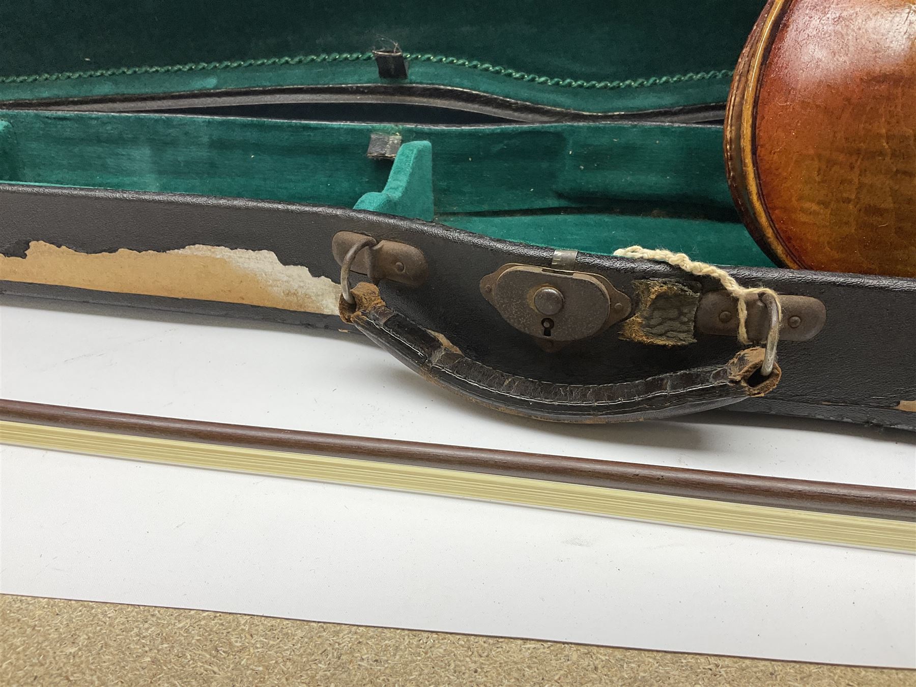 French violin c1900 with 36cm one-piece maple back and ribs and spruce top - Image 13 of 13