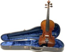 Saxony violin c1930 with 36cm two-piece maple back and ribs and spruce top