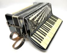 Italian Mantovani piano accordion with Art Deco style black and white case