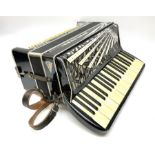 Italian Mantovani piano accordion with Art Deco style black and white case