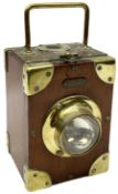 20th Century Ever Ready brass mounted mahogany signal lamp