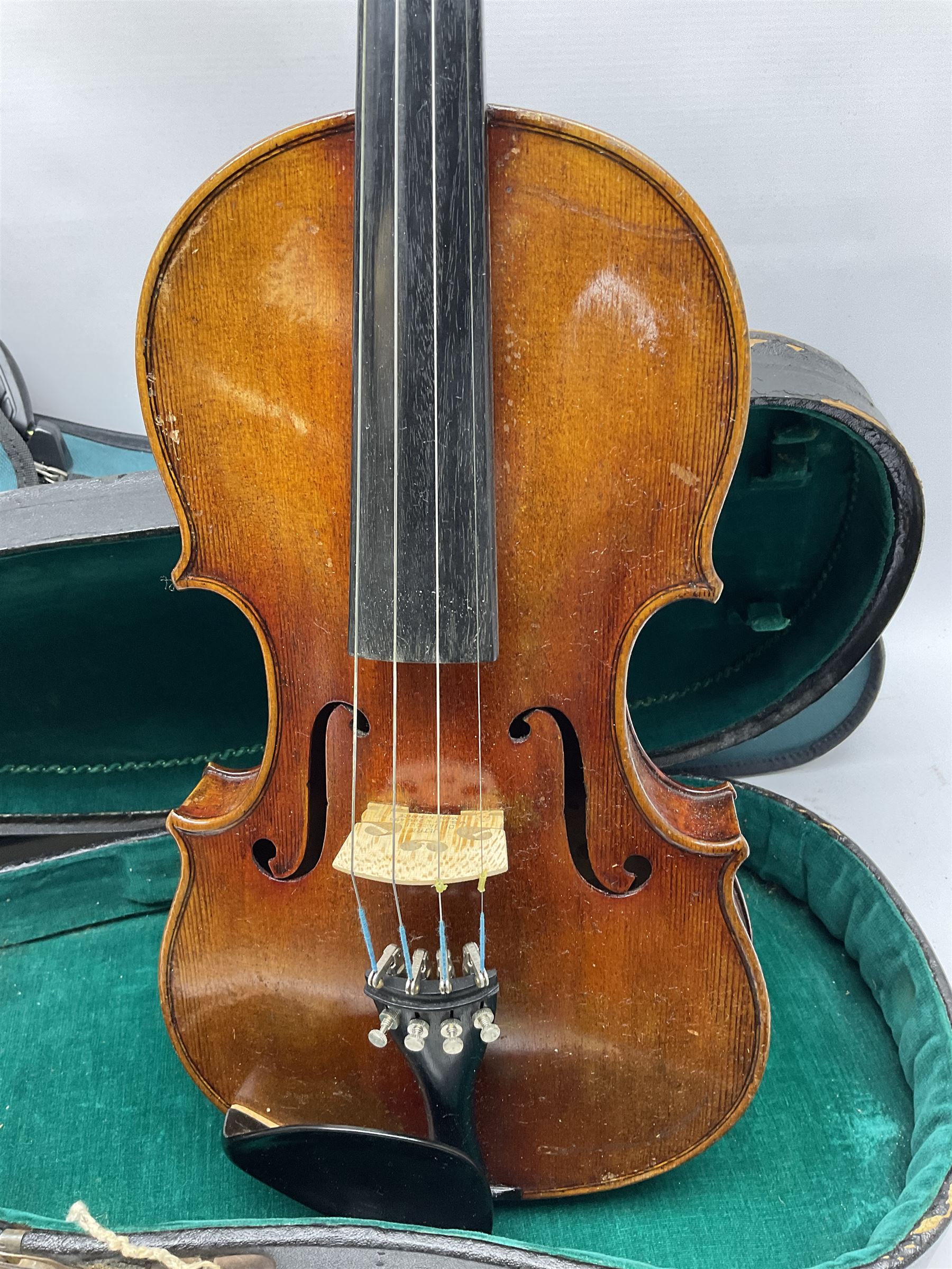 French violin c1900 with 36cm one-piece maple back and ribs and spruce top - Image 12 of 13