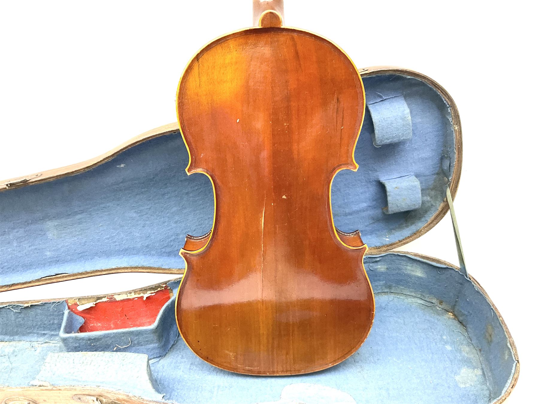 French Medio Fino violin c1920 for restoration and completion with 36cm two-piece maple back and rib - Image 7 of 20
