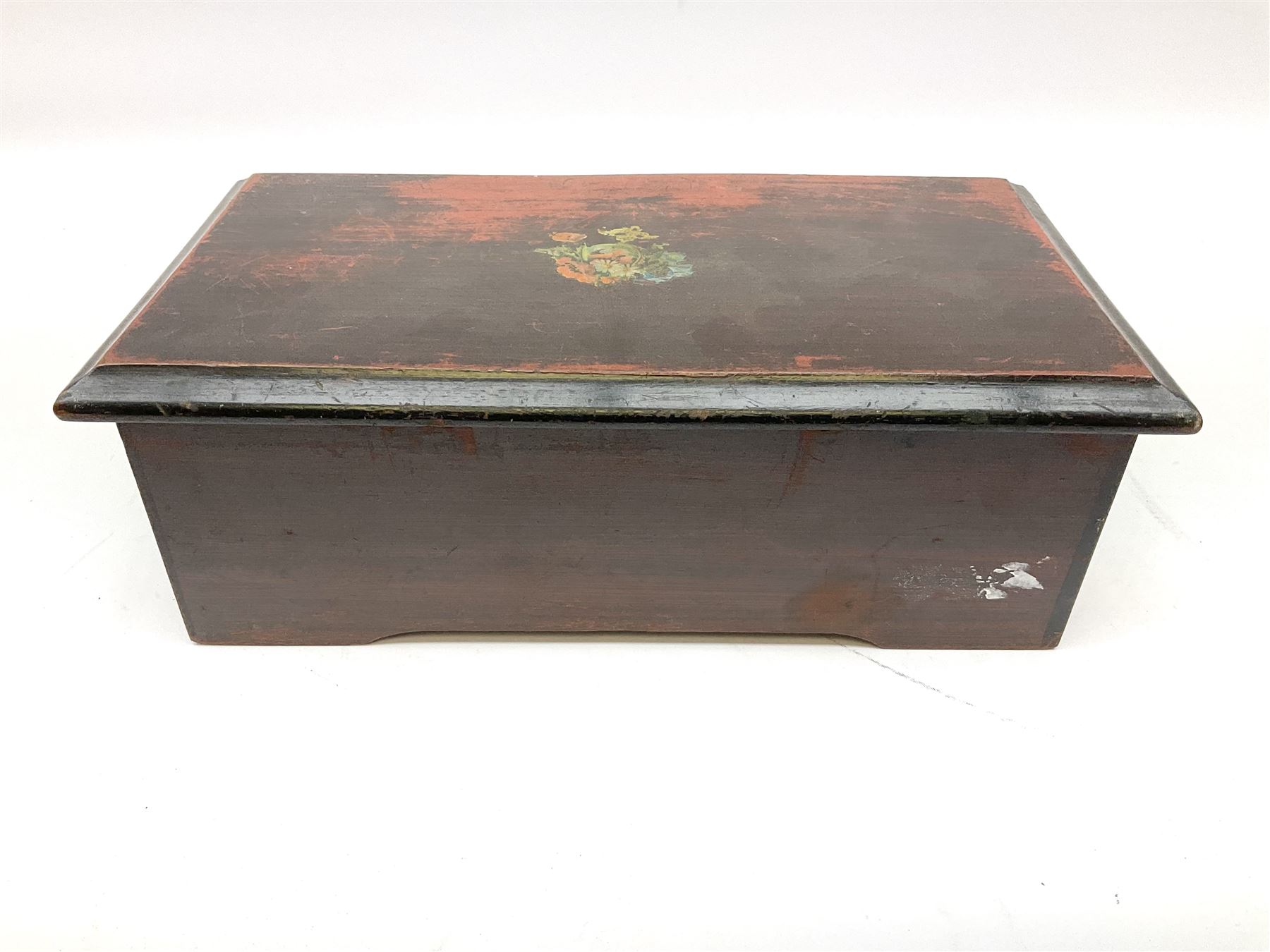 Late 19th century Swiss musical box for restoration with lever wind 9cm barrel - Image 10 of 14