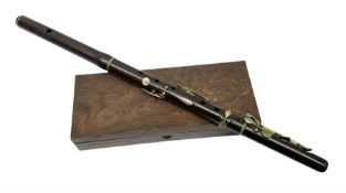 Victorian rosewood and nickel three-section flute by A. Buffet Paris
