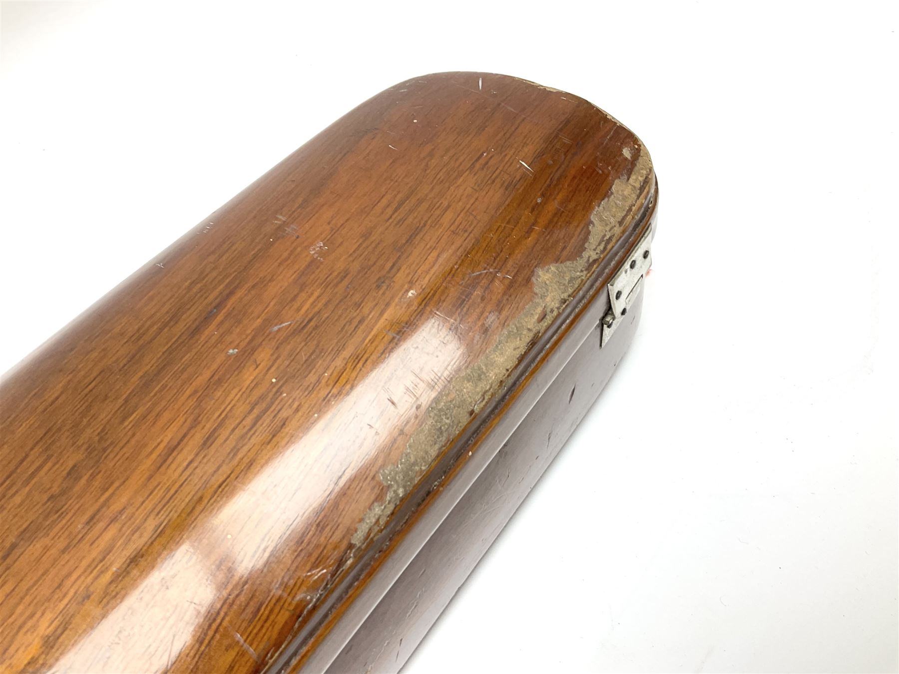 Continental American walnut violin case with orange velvet lining - Image 11 of 11