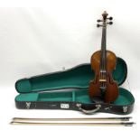 German violin c1900 with 35.5cm two-piece maple back and ribs and spruce top