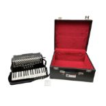 Italian Serenellini bass piano accordion in black and silver with jewelled decoration