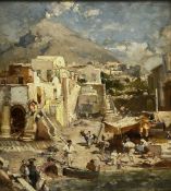 Franz Richard Unterberger (Austrian 1838-1902): Figures on the Shoreline Naples