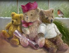 Iris Collett (British 1938-): Christmas Teddy Bears