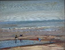 Mark Senior (Staithes Group 1862-1927): Children on the Beach Runswick Bay