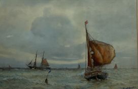 Frederick (Fred) Dade (British 1874-1908): Sailing Vessels in Open Water