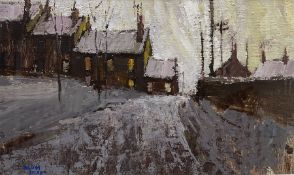 William Selby (Northern British 1933-): 'Cottages at Gunnerside' in Swaledale