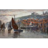 George Scarth French (British fl.1894-1910): Fishing Boats in Whitby Harbour