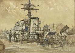 Allanson Hick (British 1898-1975): 'Destroyer Refit'