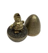 Stuart Devlin (Australian 1931-2018): Silver-gilt egg containing a silver-gilt chick with open beak