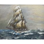 Colin Verity (British 1924-2011): Tall Masted Ship in Full Sale