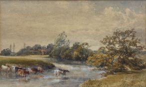 James Stephen Gresley (British 1829-1908): Cattle Watering in a River