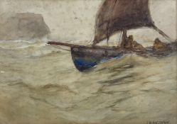 Joseph Richard Bagshawe (Staithes Group 1870-1909): Fishing Coble off Staithes