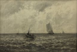 Lester Sutcliffe (British 1848-1933): Fishing Boats in Open Waters