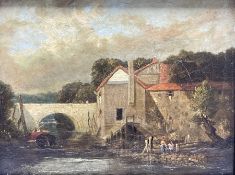 Attrib. Alfred Vickers Snr (British 1786-1868): Figures by a Bridge