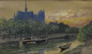 Joseph Arthur Palliser Severn RI ROI (British 1842-1931): 'The Seine with Notre Dame'