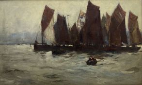 Frank Henry Mason (Staithes Group 1875-1965): The Herring Fleet in the South Bay Scarborough