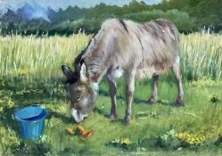 Iris Collett (British 1938-): Donkey Grazing