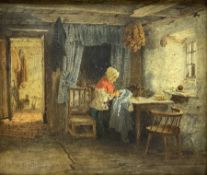 J Marquis (19th century): Cottage Interior