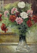 Joseph Delattre (French 1858-1912): Still Life of Carnations