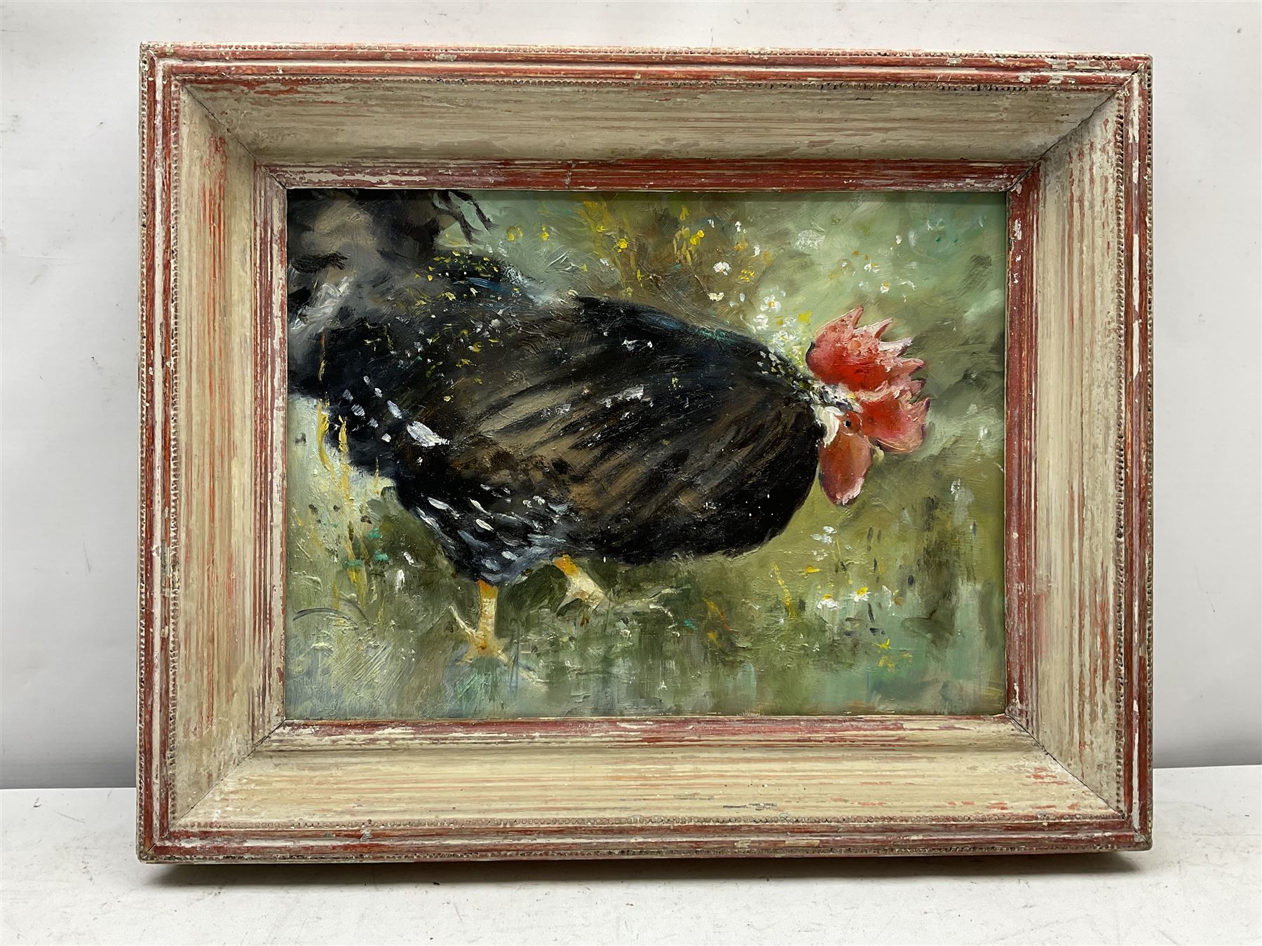 J Crawley (British 20th century): Study of a Black Hen - Image 2 of 3