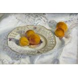 Iris Collett (British 1938-): Still Life of Apricots