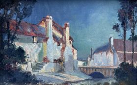 Attrib. Albert Moulton Foweraker (British 1873-1942): Buildings by Moonlight