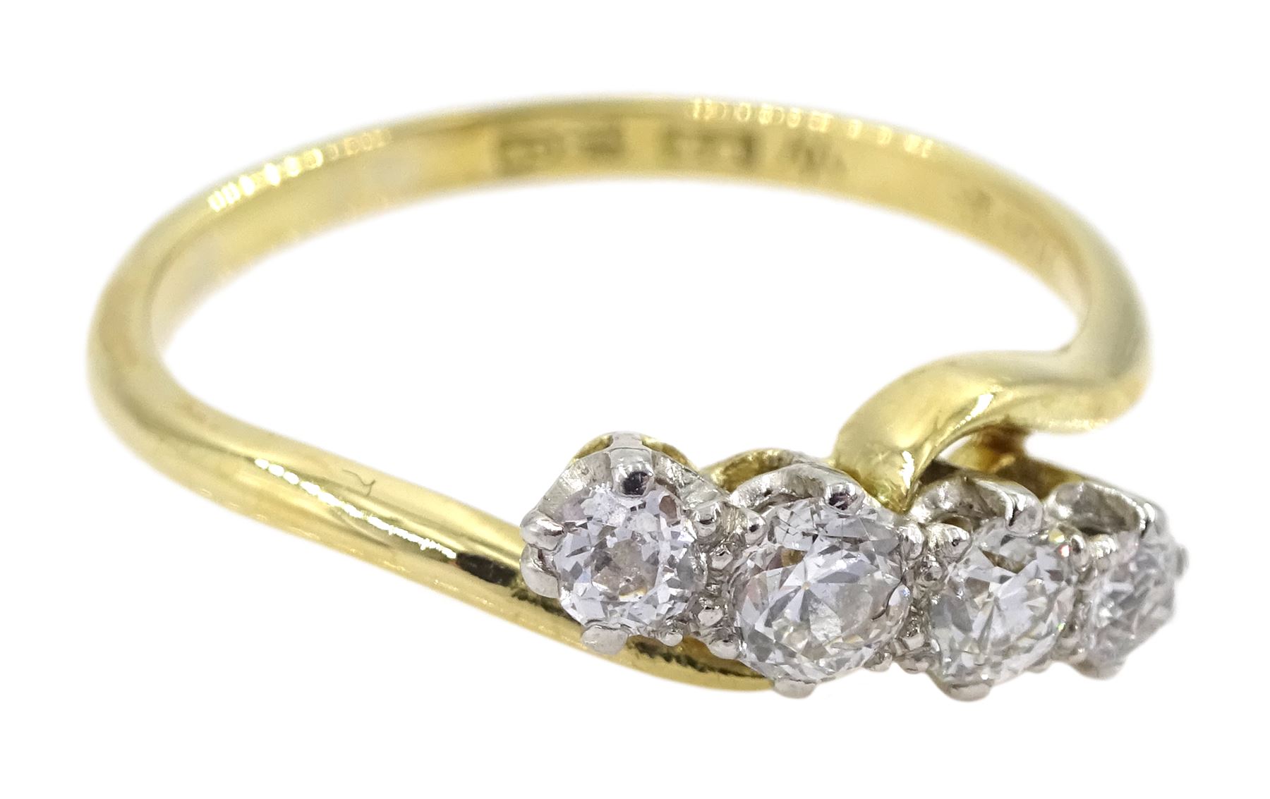 18ct gold four stone diamond ring - Image 3 of 4