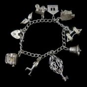 Silver charm bracelet including house