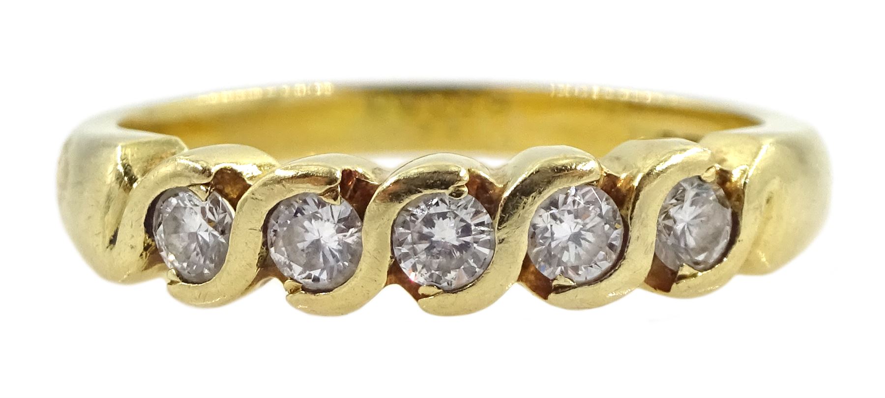 18ct gold five stone round brilliant cut diamond ring
