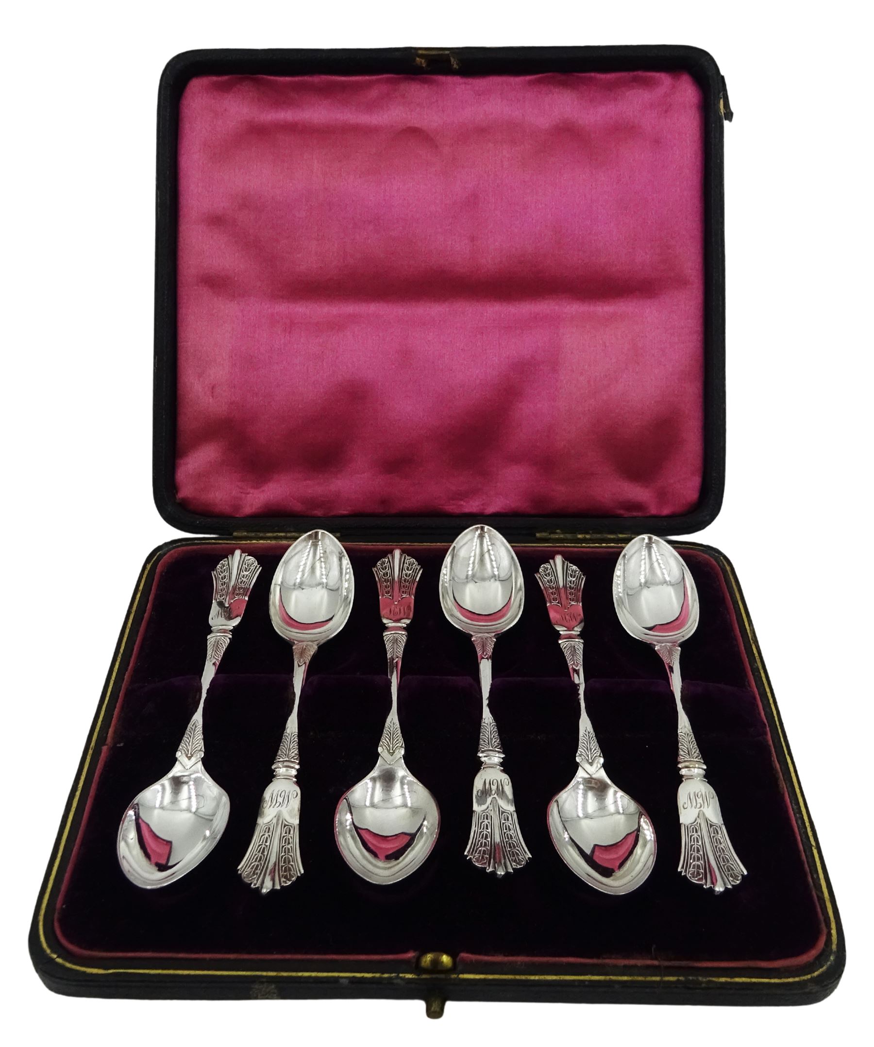 Early 20th century set of six silver Albany type pattern teaspoons - Image 2 of 3