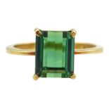 18ct gold single stone emerald cut green tourmaline