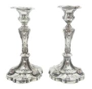 Pair of late Victorian heavy gauge silver candlesticks