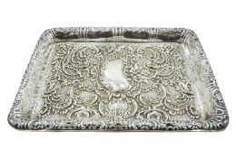 Edwardian silver dressing table tray