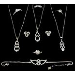 Three silver cubic zirconia pendant necklaces