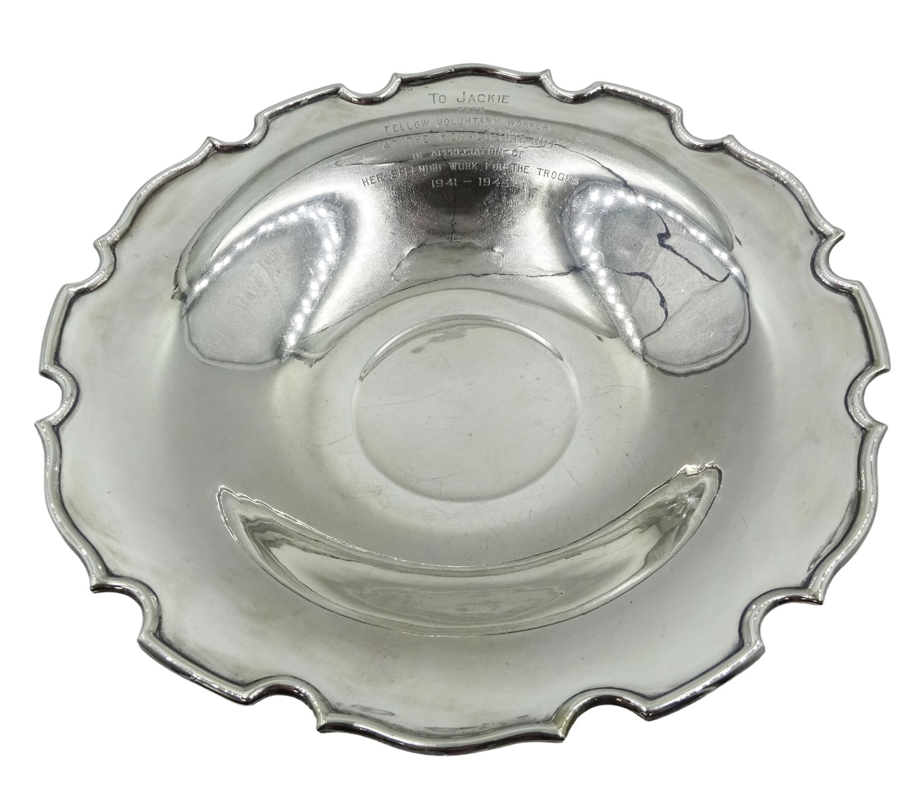 Early 20th century Indian colonial silver footed dish - Image 2 of 3